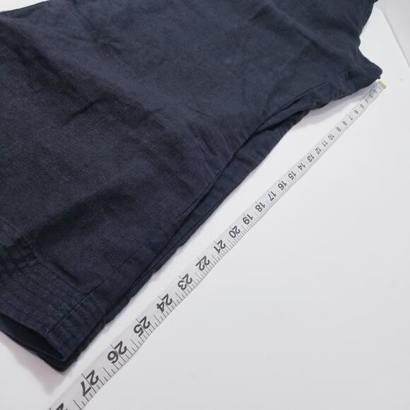 Talbots Petites Iris Linen Black Belted Straight Leg Pants - Picture 7 of 10